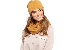 Kamea Winterset für Damen Anna 2-Teilig bestehend aus Loop-Schal und Wintermütze, Beanie, Damenschal als Winter-Schal, hergestellt in EU