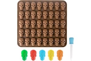 AWAVM 1 Stück 40 Fächer Silikon-Totenkopf-Süßigkeitsform, Keksform, Halloween-Form, kleine Backform, Süßigkeiten, Eiswürfel, Schokolade, Gelee