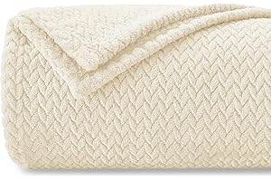 Homebliss Kuscheldecke 220 x 240 cm Flauschig Fleecedecke,Decke Couch Blanket,Super Weiche Fleecedecke als Sofaüberwurf-oder Bettüberwurf,Tagesdecke - Beige