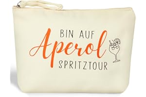 MEJOSER Aperol Geschenk Kosmetiktasche Kulturtasche Federmäppchen Lustig Geschenke zum Geburtstag Weihnachten JGA für Damen Herren Make Up Tasche Reise Schminktasche (Beige)