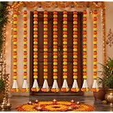 Rajasthan Kraft Artificial Flowers Decoration Marigold Garland | Pack of 5, 65 Inch | Flower Garlands for Hanging Door Toran,