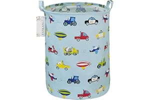 FANKANG Grand panier à linge, bac de rangement pour jouets, chambre d'enfant, en toile, pliable, revêtement en polyéthylène étanche, pour enfants, filles, garçons (voiture)