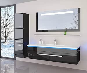 danny Badmöbelset 120 cm Schwarz Vormontiert Badezimmermöbel