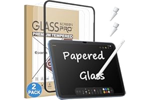 Esanik 2 Pezzi Effetto Carta Pellicola in Vetro per iPad 11 Generazione 2025 (A16), iPad 10 Generazione 10,9 Pollici 2022, Opaco Vetro Temperato Prottetiva Opaca Antiriflesso, Feel like Paper