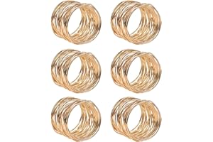 FOROREH Portatovaglioli 6pcs Anelli di tovagliolo di Metallo Dorato, Anello da Tavolo 4.2 * 3.6cm, per Matrimonio Banchetto Cena Decorazione da Tavola per Feste d'Oro (6 Pezzi)