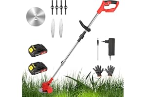 LIFELLERY Debroussailleuse Electrique sans Fil, 21V Coupe Bordure, avec 2 Batterie et Chargeur Taille Bordure, avec 3 Types de Lames pour la Coupe de Jardin Pelouses et Terres Agricoles (B)
