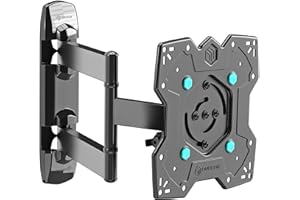 ‎ONKRON ONKRON Uchwyt ścienny do telewizora Full Motion do ekranu 17-43 cali do 35 kg, obrotowy uchwyt do telewizora 100 x 100-200 x 200 VESA uchwyt ścienny - przechylany i obrotowy M4SR-B czarny