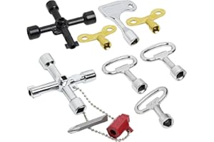 SOPWMAP 8 Stück Universalschlüssel Wasserhahn Schlüssel, 4-Wege Service-Kreuzschlüssel, Dreiecksschlüssel und Vierkantschlüssel, geeignet für Stromzähler, Wasserzähler, Aufzüge und Schaltschränke