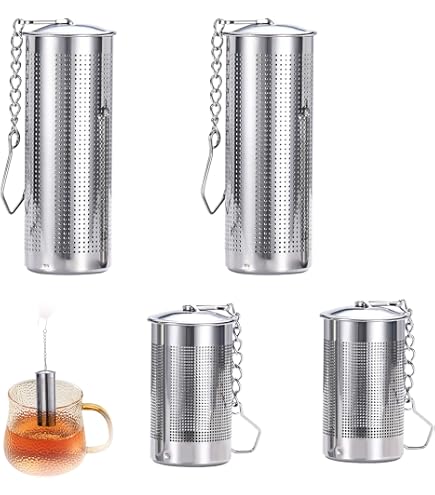 Lot De 2 Passoires à Thé En Acier Inoxydable 304 - Filtre à Thé En Vrac Avec Chaîne Et Couvercle - Réutilisable