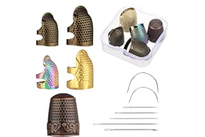 Fingerhut 5 Stück Fingerhut Nähen,Verstellbare Fingerschutznadel (S/M),Fingerhut Metall,Sewing Thimble Ring mit Metallschutz,Fingerhut zum Nähen,zum Nähen,Quilten,Handarbeiten,mit 7 Handstiche