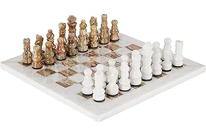 RADICALn Handmade White and Green Onyx Marble Chess Game Chess Set Gift For Him