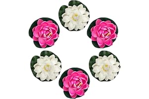 WUZDY 6 Stück Schwimmend Lotusblüten, Lotus Blume Deko, Schwimmend Lotusblätter, Lotusblüte Wasserlilie, Künstliche Seerosen Schwimmend Für Aquarien, Bachszenen, Garten Teich, Künstliche Teichpflanzen