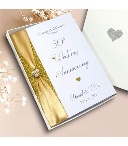 ICG Goldene Hochzeitskarte 2025 – 50. Jubiläum Für 1975, Mit Liebesherzen & Champagner-Design, 155x228 Mm