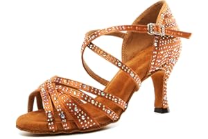 SWDZM Chaussures Danse Femme Strass Professionnel Latine Salsa Tango bachata Chaussures de Danse pour Femmes,Modèle QRX-L377