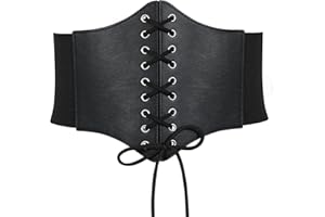 VONMELLI Corsetto Donna Pizzo in Vita Cintura Elastica Donna con Fascia Larga Retrò Legata Corsetto Moda Ampia Legato Cintura Vespa per Abbigliamento Costume di Halloween