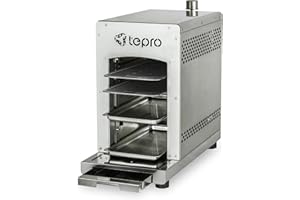 tepro Steakgrill Toronto, Keramikgrill-Infrarot Brenner / Gasgrill mit 3 kW Leistung, max. 800 Grad Gas, Piezozündung, Maße ca. 23 x 56 x 40,5 cm, Silber
