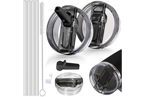 ZEILABANG KAKADI 2 Stück Stanley Cup Deckel Auslaufsicher,Deckel für Stanley Cup 40oz,Auslaufsicherer Ersatzdeckel mit 4 Trinkhalmen and 1 Strohhalm Bürste,Ersatzdeckel für Stanley Cup Zubehör Wiederverwendbarer