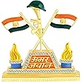 Relicon Tricolor Indian Flag Idol Tiranga Amar Jawan Soldier (R-54) Metal Showpiece for Car Dashboard | Home Decor | Office Table Showpiece (L*B*H-7.2 x 1 x 7.5 Cm)