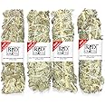 R&D CRAFTS - Indian White Sage 4 Bundles Set - 6 Inches - 25gms Each - for Cleansing Healing Remove Negativity Dhuni Puja
