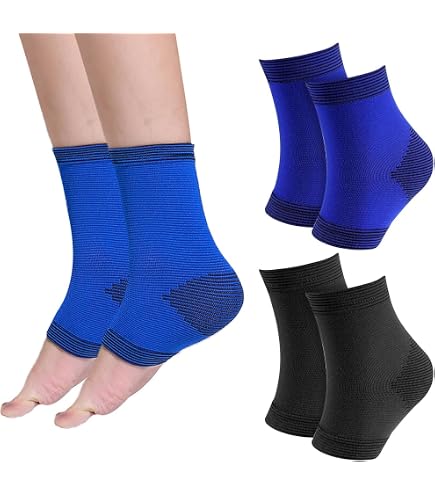 2 Paia Di Fasce Elastiche Per Caviglie Bambini (5-10 Anni) – Calze A Compressione Per Sport (Basket, Calcio) – Traspiranti, Nere