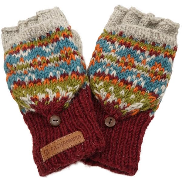 Guanti Senza Dita In Lana Pachamama - Uomo, Fatti A Mano, Termici, A Righe Color Carbone - Commercio Equo E Solidale