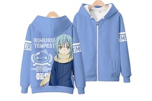 EAST-HAI-BUY Anime That Time I Got Reincarnated As A Slime Hoodie Rimuru Tempest Cosplay Kostüm Unisex Jacke Mantel 3D Reißverschluss Kapuzen Sweatshirt Oberbekleidung