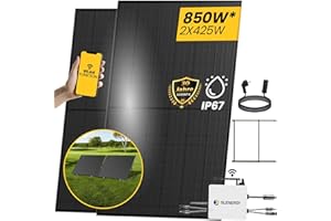 EPP Solar® 850W Balkonkraftwerk 800W komplett Steckdose - Inklusive Halterung - Balkonkraftwerk 800 Watt upgradebarer Wechselrichter 600W/800W (850W Balkonkraftwerk)