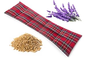 EMBROLLO Saco térmico semillas microondas (50x12cm). Sin aroma, saquito relleno semillas de trigo. Cojín calor cervical cervicales lumbar cuello espalda tripa menstrual colicos (Cuadros)