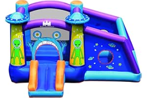 COSTWAY Castello Gonfiabile per bambini, Con Scivoli e Muro da Arrampicata, Per 3 Bambini di 3-12 Anni, Con Borsa di Trasporto e Kit di Riparazione, 331 x 258 x 178 cm