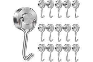 MAGXCENE 16 Stück Magnethaken Extra Stark, 20mm Metallhaken Neodym Magnet Haken hält, 15kg Drehbar Magnetischer Haken, Magnet haken für Küche Schließfächer Schlafzimmer Büro Kühlschrankmagnet