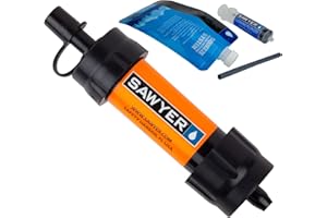 Sawyer Mini PointONE Filtro Acqua da Esterno per Emergenze, Rimuove il 100% di Microplastiche e il 99,99999% di Tutti i Batteri
