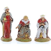 Santons De Crèche Bœuf, âne Et Ange Gloria - Hauteur ~3.5-6.5 Cm, échelle 1:30 - Fabriqués Et Peints à La Main En Italie
