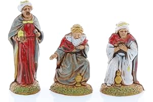Moranduzzo Trío Reyes Magos Apto para Belén de 6 cm Escala 1:32 – Mini 6 – Figura Irrompible, Estilo '700, Pintada a Mano, Escultor M. Landi