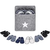 Femor Unisex Adult Felt Guest Slippers, Niet-slip Open-Heel 6 Set 36-41 Grijs