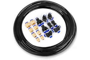 ATPWONZ 10M/32.8ft Air Compressor Tubing Polyurethane PU Air Pipe Set Air Hose Pipe Tube Kit 8mm OD x 5mm ID with 8 Connector Kits