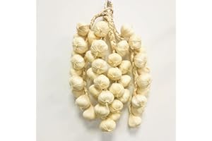 Riaxuebiy Artificial Vegetables Garlic Strings 21 Inch Faux Vegetables Hanging Garland Photography Props Lifelike White Garlic for Home Office Decor (Garlic*4 strings)