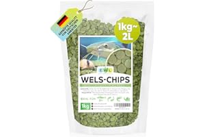 EWL Naturprodukte Wels Futtertabletten 1kg (ca. 2ltr.) XL Pack, Welsfutter, Wels Chips mit Spirulina, Fischfutter Aquarium, Welstabletten, geprüfte Qualität von deutschem Anbieter