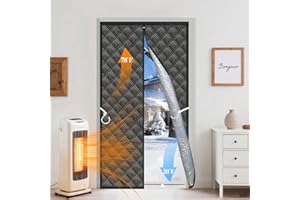 Aozzy Rideau Isolant Thermique 3 Couches 96x210 cm - Porte d'Entrée d'Hiver Coupe-Vent et Insonorisant - Toile Oxford/Coton/Alu Épaisse - Pour Porte d'Intérieur, Garage, Sous-Sol et Camping-Car, Noir