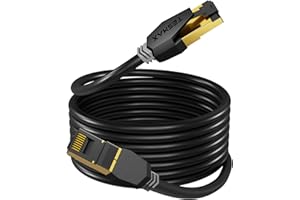 TESMAX Cable Ethernet Cat 8, 26AWG 40Gbps 2000Mhz Ultra Speed Network Cable SFTP Patch Cord con conector RJ45 chapado en oro, resistente a la intemperie UV para Gaming/Router/Modem/PC/Switch (15 M)