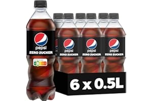 Pepsi Zero Zucker, Das zuckerfreie Erfrischungsgetränk von Pepsi ohne Kalorien, Koffeinhaltige Cola in der Flasche, EINWEG (6