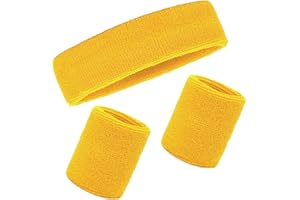 AILIVER Sweatband Set Wristbands Headbands 3 Pieces Wrist Men Women Sweat Bands for Running Exercise Gym Sports Tennis Basketball Moisture Wicking(Wristbands 3.15 * 3.15 inch)