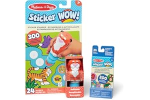Melissa & Doug Sticker WOW Tiger Bundle: 24-Page Activity Pad, Sticker Stamper, 500 Stickers, Arts and Crafts Fidget Toy Collectible Character