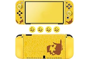 DLseego Custodia Compatibile con Switch OLED 2021 Edition, Morbida Dockable Custodia Switch OLED con 4 Copri levette analogiche, resistente ai graffi e all'assorbimento degli urti,Pika genio