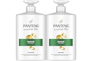 Pantene Pro-V Suave Y Liso Champú 2X1000ml Dispensador, Pelo Encrespado Y Apagado. Limpieza Suave. Protege Enlaces Capilares. Sin Siliconas
