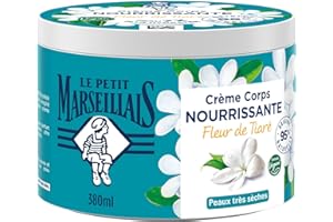 Le Petit Marseillais | Crème Corps Nourrissante Fleur de Tiaré (pot de 380 ml) – Crème hydratante pour peaux très sèches – Formule vegan 95% d'origine naturelle