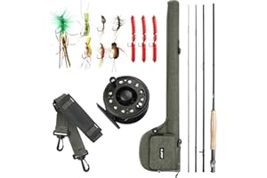 KOCAN Fly Fishing Rod and Reel Combo, 9' Carbon Fiber Rod, ABS Reel, 10 Flies, Complete Starter Package