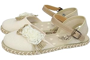 Puchitos 9811-31 Esparteñas para niñas en Color Crudo, Alpargatas de comunión Hechas en España con Hebilla y Piso de Goma NIÑA Zapato COMUNIÓN