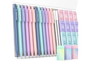 Four Candies Set di matite meccaniche, con mine da 0,5 e 0,7 mm (HB e 2B), gomme pastello e gomme da cancellare, confezione da 29 pezzi con custodia, grazioso materiale scolastico estetico per