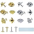 Lot De 60 Paires De Fermoirs Papillon En Laiton - 11,5 X 8 Mm, Argent Et Or, Avec épingles Vierges Et Colle, Pour Badges, Bijoux, Vêtements