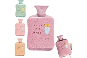 MAY HUANG Borsa Acqua Calda, 2L Borsa dell'Acqua Calda, Grande Boule Acqua Calda con Copertura Morbida in Peluche, Hot Water Bag, per Alleviare Il Dolore, Schiena, Collo E Spalle E Calde Notti (Viola)